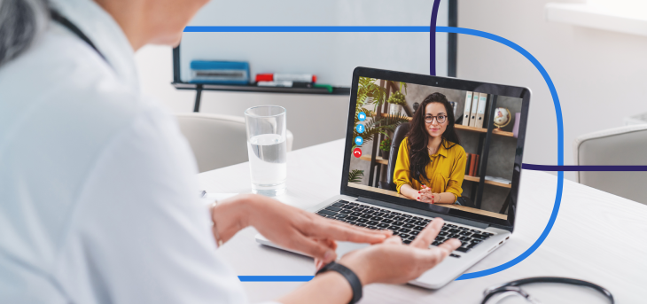 young woman interviewing for medical professional role via video call with medical professional