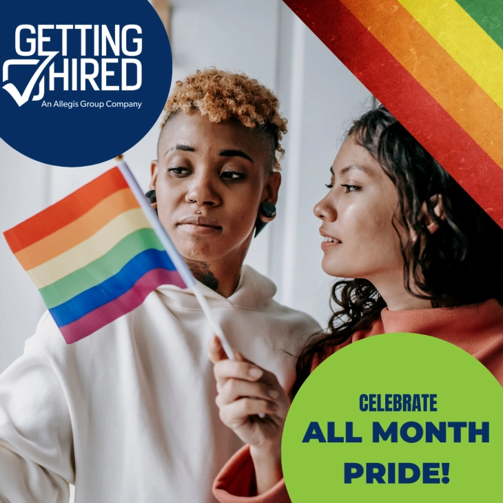 Two women waving a small pride flag blog title image
