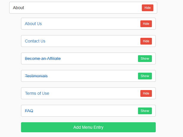 Menu structure