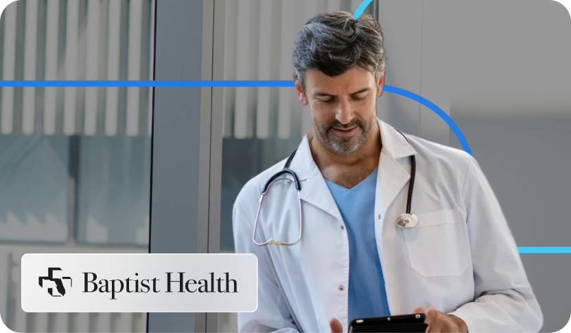 Doctor looking at device